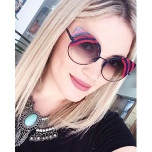 Fendi “Hypnoshine” Red Blue Cat Eye Sunglasses
